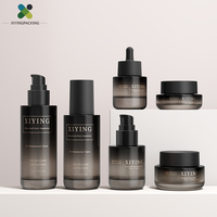 Emballages cosmétiques en verre ambré mat givré de luxe, flacons de lotion et pots de crème, ensembles de soins de la peau haut de gamme, compte-gouttes pour huiles essentielles