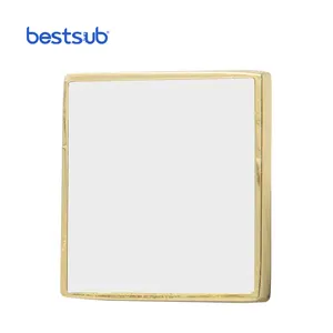 Bestsub Wholesale Supplier Customization Logo Hot Selling Sublimation Blanks Square Gold Christmas Gift Metal Button