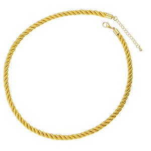 BCL1303人気マルチカラー5mmシルクリボンツイストロープストリングコードゴールドエンドチョーカーネックレス - Product Image 5