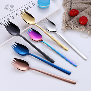 Titanium PVD Stainless Steel Salad Fork Colorful SS304 Spork <strong>Spaghetti</strong> <strong>Spoon</strong> - Product Image 2