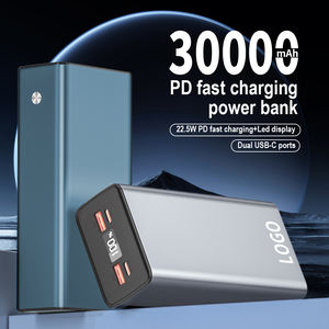 Высокая Емкость 30000 мАч литий-полимерный аккумулятор портативный PD 22,5 Вт Быстрая зарядка двойной USB Type-C Алюминиевый светодиодный дисплей - Product Image 2