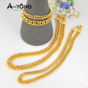 Ayong takı pirinç bilezik bilezik takı seti altın kaplama küba Link zinciri takı kolye kadınlar - Product Image 5