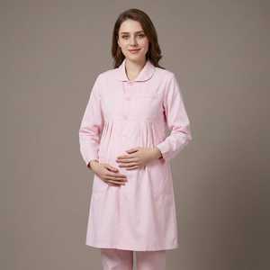 Uniforme d'infirmière de maternité à manches longues avec col <span class=keywords><strong>Peter</strong></span> Pan pour femmes enceintes, taille empire plissée, tenue professionnelle pour hôpital - Product Image 1
