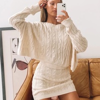 Pull tricoté décontracté anti-plis pour femme, 100 % coton, motif torsadé, 2 pièces, couleur unie, col rond, printemps, haute qualité, vente en gros sur mesure