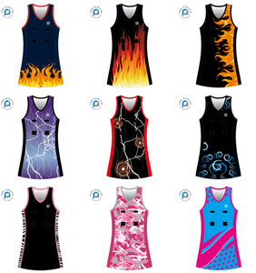 Abito da netball personalizzato FQ traspirante senza maniche con stampa Maori, abito da netball con stampa a foglie di <span class=keywords><strong>felce</strong></span>, abito da netball vintage con velcro per donna - Product Image 2