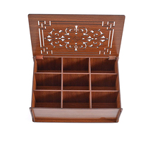 Boîte organisatrice de bijoux en bois MDF personnalisable avec finition noyer et plusieurs compartiments pour cadeaux