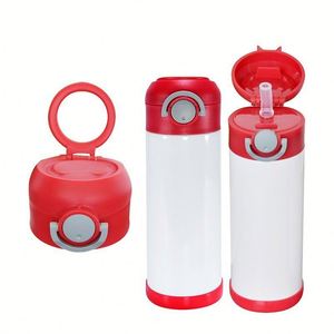 Vaso Sublimable de 12oz, Botella de Agua Infantil de Acero Inoxidable con Tapa Abatible Colorida, Tapas de Colores Variados - Product Image 1