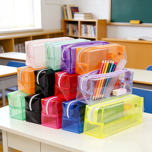 Étui à crayons personnalisé pour enfants, kawaii, de luxe, pour étudiants, en plastique imperméable, sac de rangement mignon, étui à crayons transparent en PVC pour l'école - Product Image 1