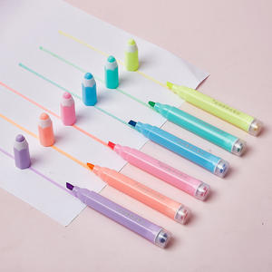 Ensemble de marqueurs surligneurs à double pointe, pinceau oblique et corps hexagonal, cadeau pour étudiants et enfants, avec un design de tampon unique - Product Image 2