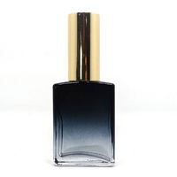Flacons compte-gouttes en verre rectangulaires plats de luxe 15ml-100ml avec couvercle noir et or pour crème visage, sérum, huile essentielle