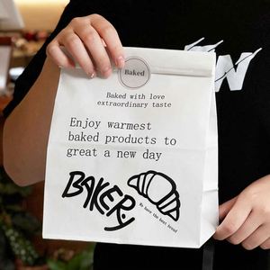 Greaseproof Disposable Customized Logo Size Food Grade Packaging Paper Sandwich <b>Bread</b> Dessrt Baking <b>Bag</b> Without Handle Kraft - Product Image 3