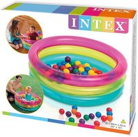 Piscine à balles gonflable INTEX 48674 Classic 3 anneaux pour bébé avec 50 balles colorées