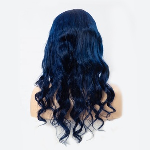 En gros 6 pouces séparation cheveux humains avant de lacet perruques à <span class=keywords><strong>new</strong></span> <span class=keywords><strong>york</strong></span> en couleur bleue - Product Image 3