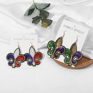 Orecchini da Sera Europei e Americani con Glitter e Forme Geometriche - Product Image 1