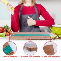 Planche à découper en résine de qualité supérieure YINHAO, motif rivière vert menthe, planche à découper en résine et bois faite à la main pour steak, pizza, fruits
