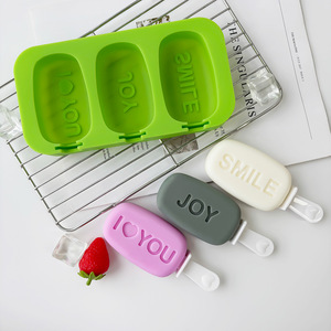 Molde de silicona combinado para helados con palabras inspiradoras 'I Love You Smile Yum', ecológico, para hacer paletas con palitos, ideal para fiestas - Product Image 2