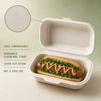 Contenitore per Hot Dog in Bagassa di Canna da Zucchero Compostabile ed Ecologico, Scatola Biodegradabile Usa e Getta per Cibo da Asporto