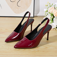 Damen Echtleder Slingback Pumps Spitze Stiletto-Absätze Verstellbare Schnalle Elegante Schuhe für Hochzeit Büro Party Alltag