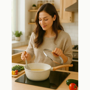 Modern Ceramic Marble Coated Pot Pan Silicone Glass Lids Bakelite Handles Non-Stick Forged Aluminum <b>Cookware</b> <b>Set</b> Gas <b>Induction</b> - Product Image 3