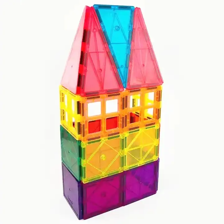 Wholesale 68pcs Magnetic Building Blocks Magnet Tiles Toys With Transparent Color For Preschool Kids