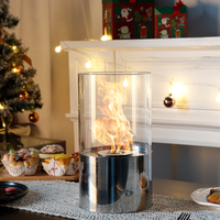 Cheminée de table décorative moderne à éthanol, foyer à double usage, porte-bougie en acier inoxydable et verre trempé pour intérieur et extérieur