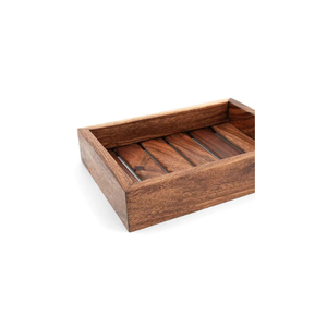 Bandeja de servir de madera de acacia de 22 cm, con un diseño Japandi natural de Indonesia, apta para alimentos, ligera y multifuncional. - Product Image 1