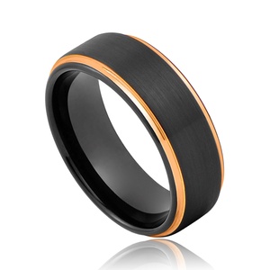 Bagues en tungstène à deux tons pour hommes, bijoux noir et Rose or - Product Image 3