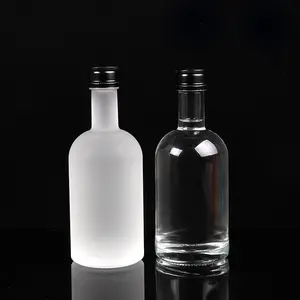 100ml 200ml 330ml 375ml 500ml clear matte black color crystal Vodka Gin Brandy wine Glass bottle with screw cap
