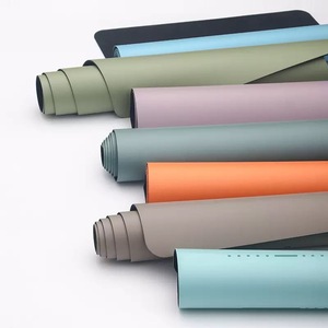 Umicca Capsule Shape Nonslip Full Custom Solid Colour Logo Print Vegan <b>Matte</b> PU <b>Rubber</b> Oval Curve Beige Cream PU Yoga Mat 5.5mm - Product Image 2