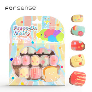Enfants extra petite taille presse sur les ongles <span class=keywords><strong>bleu</strong></span> couleurs <span class=keywords><strong>pastel</strong></span> filles mignon <span class=keywords><strong>faux</strong></span> ongles Clown conceptions court carré rose enfants ongles conseils - Product Image 1