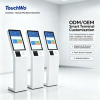 Kiosque sur pied TouchWo 15,6 21,5 32 pouces RK3588 Android 11 avec écran tactile 10 points FHD, imprimante thermique, scanner QR et SDK