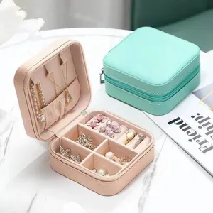 Draagbare Vrouwen Meisjes Oorbellen Oor Stud Box Organizer Sieraden Opbergdoos Display Pu Lederen Kleine Reizen Sieraden Dozen