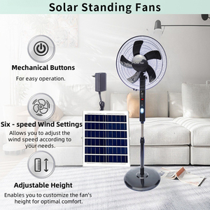 Ventilateur solaire rechargeable 16/18 pouces, alimentation AC/DC, ventilateurs sur pied avec télécommande, ABS+Métal, 25W, pour la maison, le bureau, l'extérieur et l'intérieur - Product Image 4