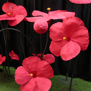 Handmade <span class=keywords><strong>Red</strong></span> Roselle Nhân Tạo Hoa Giấy Cho Năm Mới Tổ Chức Sự Kiện Trang Trí Khổng Lồ Hoa Giáng Sinh Trở Lại Trường Trung Quốc Năm Mới - Product Image 4