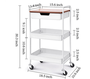 Chariot de rangement roulant à <span class=keywords><strong>3</strong></span> niveaux pour fournitures de bureau personnalisées, avec tiroirs, pour imprimante - Product Image 5