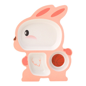 Juego de Vajilla de Fibra de Bambú con Diseño de Conejito Adorable, Multicolor, para Bebés de 1 a 2 Años, Plato y Taza con Compartimentos - Product Image 5