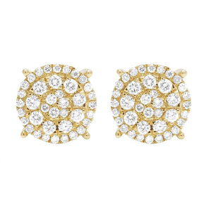 Elegant <b>Silver</b> Cut Cluster Earrings with Lab Grown Diamonds 10K Yellow Gold Plated Unisex Jewelry for Special Occasions - Product Image 1