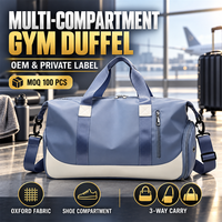 Sac de sport Oxford à compartiment à chaussures, poche humide/sèche et pochette pour trolley, idéal pour les voyages de fitness et les week-ends – Marque Distributeur