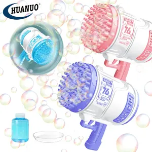 Hete Zeep Bubble Speelgoed 76 Gaten Bazooka Bubble Machine Speelgoed Voor Kinderen Elektrische Automatische Raket Bubble Pistool Met Verlichting