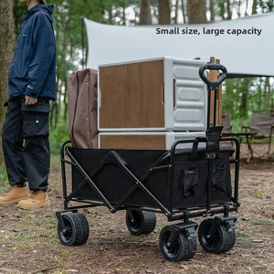 Chariot de <span class=keywords><strong>camping</strong></span> extérieur pliable en fer de grande taille à ouverture arrière, avec roues pivotantes, portable, idéal pour la vente ambulante et les marchés nocturnes - Product Image 3