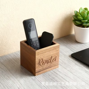 Organizador de control remoto de madera, caja de almacenamiento de escritorio cuadrada de madera maciza para sala de estar y uso doméstico - Product Image 2