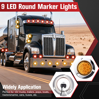 Feux de position latéraux à 9 LED de 2 pouces avec anneaux en acier inoxydable, feux de remorque ronds avec œillet et câble de raccordement pour camion et remorque