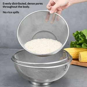 Passoire en acier inoxydable à mailles fines, plusieurs tailles, panier passoire pour laver le riz, les fruits et les légumes dans la cuisine à domicile - Product Image 3