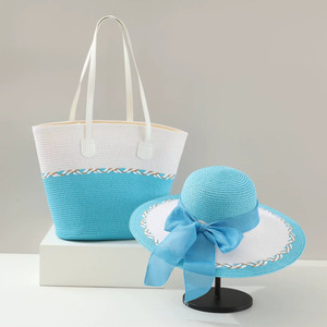 Của phụ nữ giản dị sọc mùa hè Sun hat và mềm Vành Vai Túi đặt bãi biển <span class=keywords><strong>cap</strong></span> và ví cho ngoài trời sử dụng hàng ngày - Product Image 6