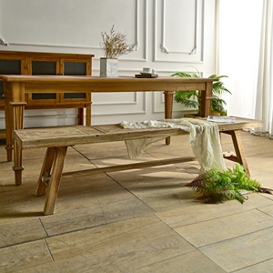 Silla/Banco de Madera Tallada a Mano, Estilo Rústico Chino Tradicional para Interiores, Diseño Simple y Sólido - Product Image 1