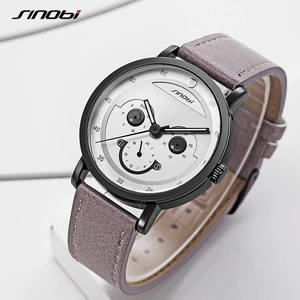 Montre à quartz pour homme, cadran multifonction, <span class=keywords><strong>jour</strong></span>, <span class=keywords><strong>date</strong></span>, sous-cadrans 24 heures, boîtier noir, bracelet en cuir - Product Image 3
