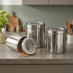 Stainless Steel Food Container Round Airtight <b>Storage</b> <b>Jar</b> Minimalist Design <b>for</b> <b>Kitchen</b> Use - Product Image 6