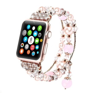 Bijoux en perles <span class=keywords><strong>Bracelet</strong></span> en métal pour <span class=keywords><strong>Apple</strong></span> <span class=keywords><strong>Watch</strong></span> Band 49 9 8 41 45mm <span class=keywords><strong>Bracelet</strong></span> de luxe pour femmes StarpFor IWatch 5 4 SE 44MM - Product Image 2