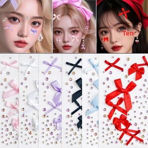 3D Black Bow Tattoo Stickers Waterproof Rhinestone <b>Gem</b> <b>Face</b> Decals for <b>Festival</b> Party Balletcore DIY Ribbon Tattoo Sheets - Product Image 3