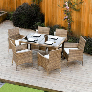 <span class=keywords><strong>Tavolo</strong></span> rettangolare da esterno moderno in rattan di vimini e set da pranzo set di <span class=keywords><strong>sedie</strong></span> da <span class=keywords><strong>tavolo</strong></span> da <span class=keywords><strong>giardino</strong></span> <span class=keywords><strong>con</strong></span> schienale alto - Product Image 1